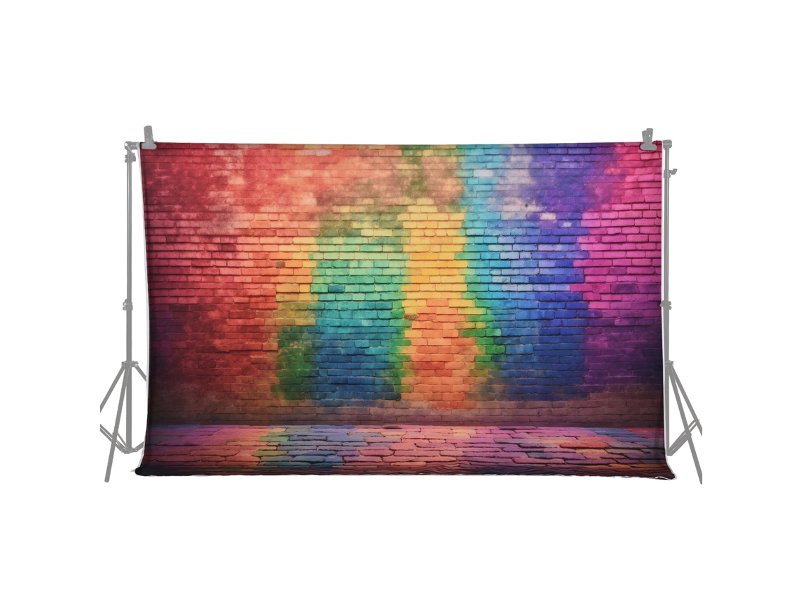 Fondo De Fotografía 2.1x1.5m Pared De Ladrillos Colorida Para Retratos, Estudio Y Decoración De Fiestas