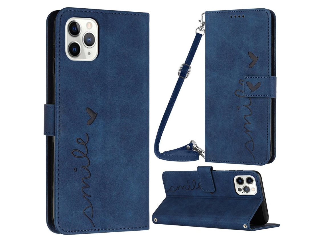 Capa Pega Para Iphone 14 Pro Pele Sintética Azul