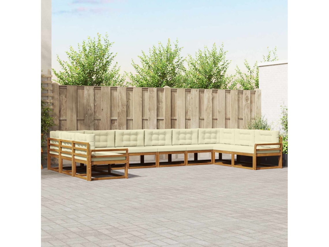 Vidaxl Conjunto De Sofás Para Exterior 10 Unid. Natural E Creme