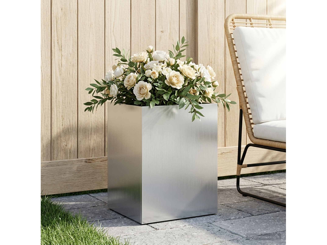 Vidaxl Vaso De Jardim Prateado 40 X 30 X 50 Cm Aço Galvanizado