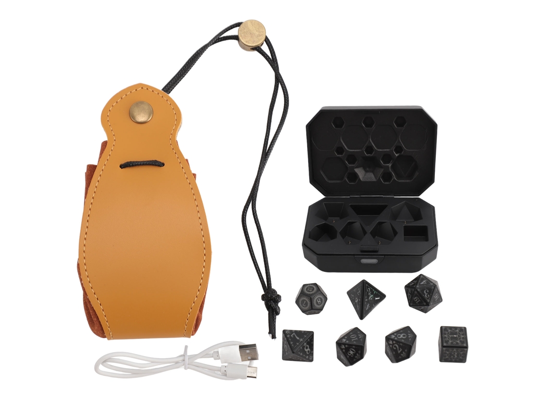 Dados Rpg Usb Recarregáveis Luminosos Com Sacola Amarela