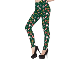 Leggings de Natal verdes estampadas para mulher