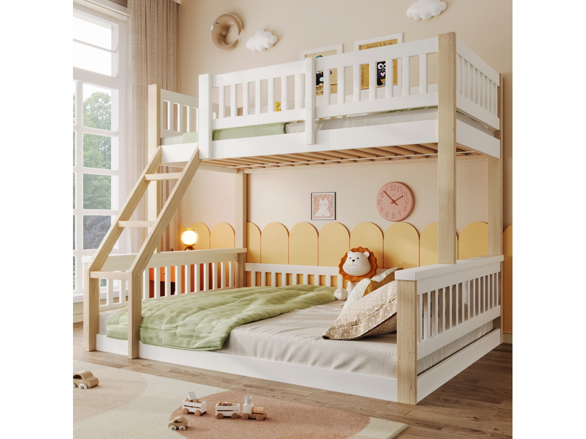 Beliche 90x200+140x200 Escada Grade Branco Natural