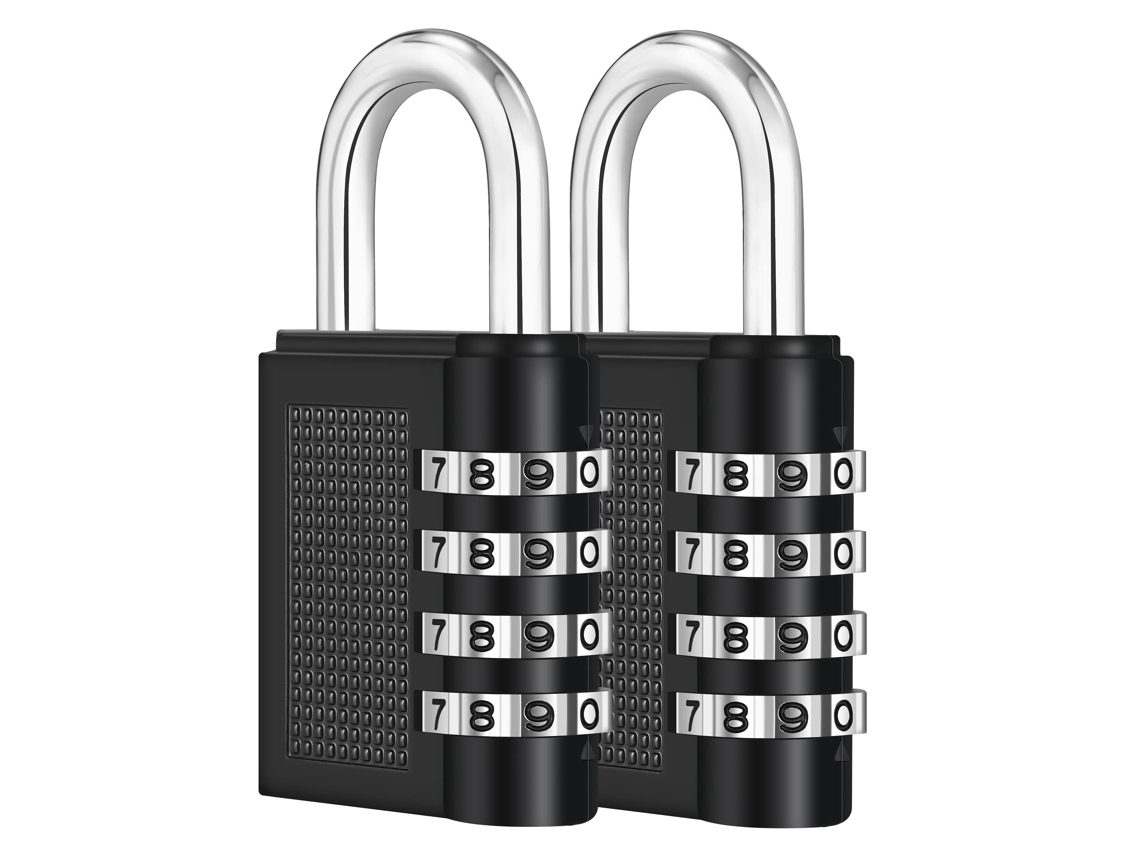 Conjunto De 2 Cadeados Com Código De 4 Dígitos, Preto, Para Armários, Escola