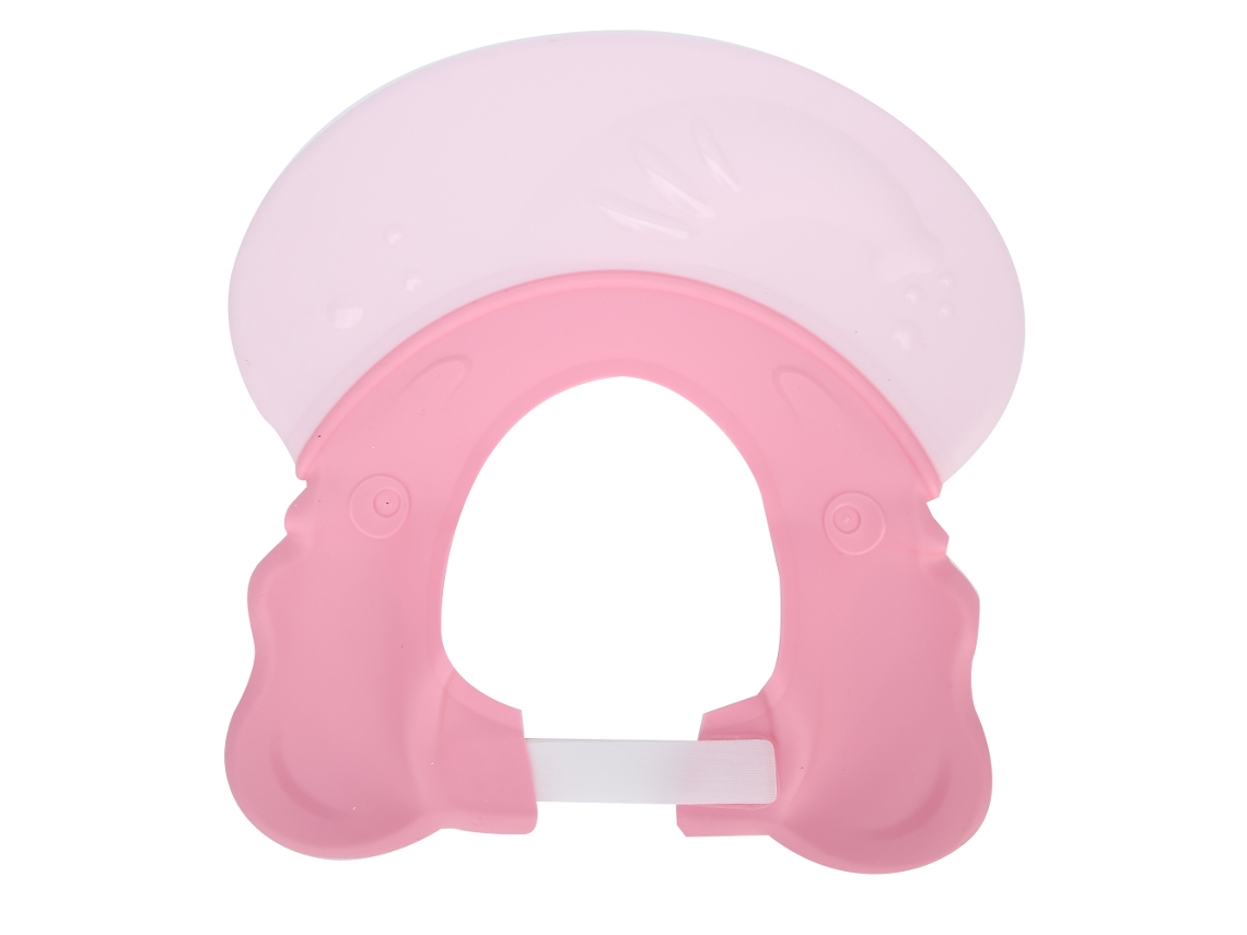 Chapéu De Banho Para Bebê Com Protetor De Ouvidos Duplo Ajustável Impermeável Rosa