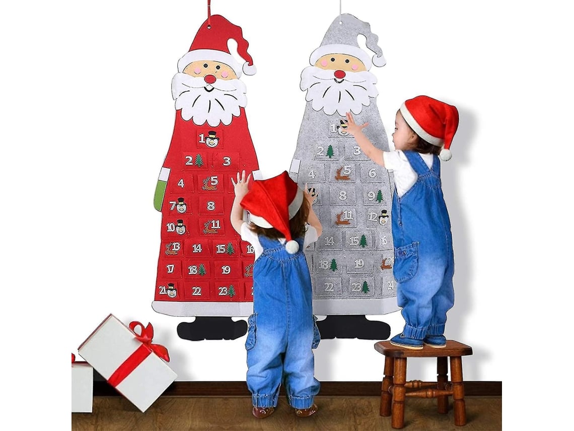 Calendário De Advento De Natal Em Feltro Com Bolsos E Números