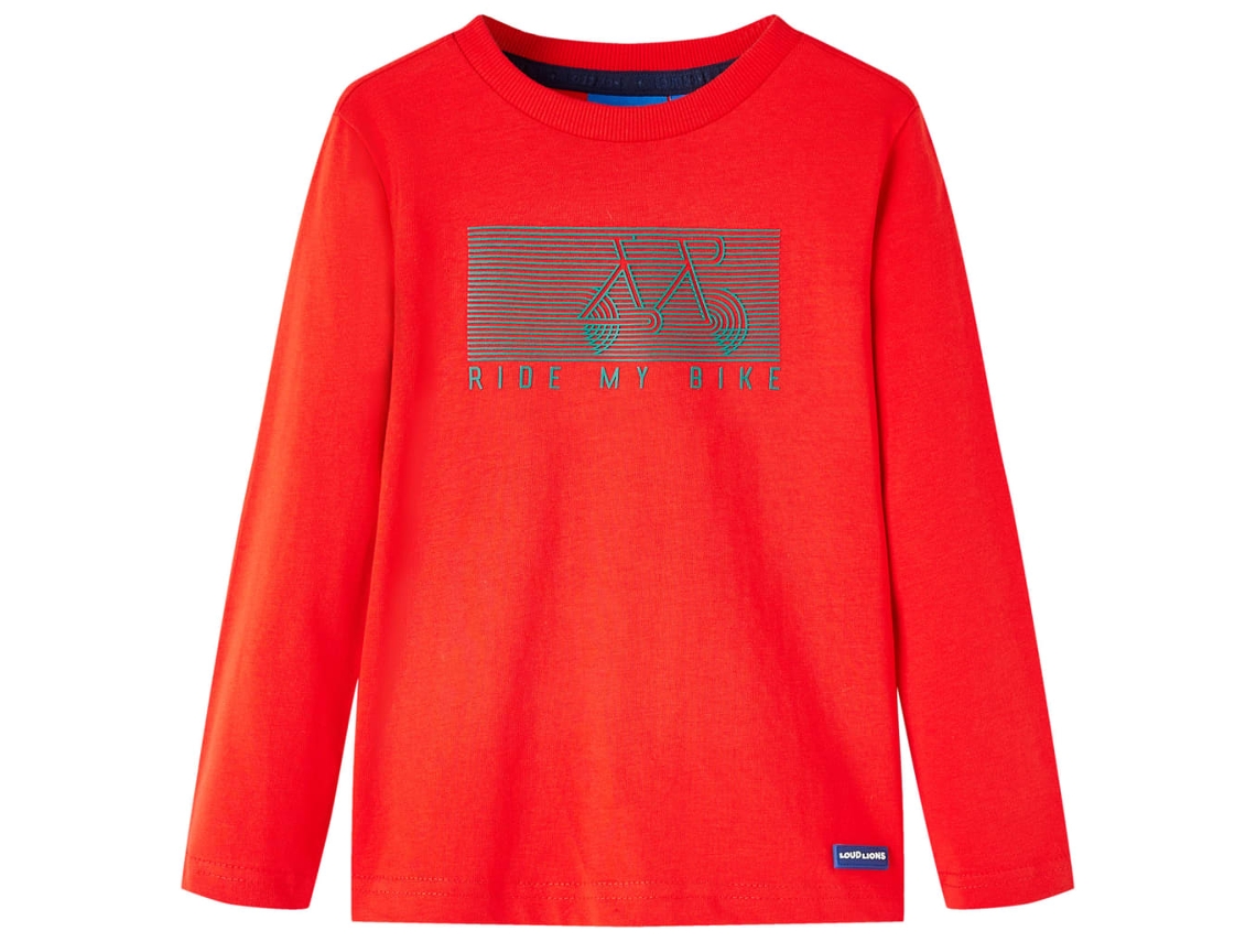 T-shirt De Manga Comprida Para Criança Vermelho 128