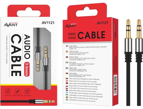Cabo de Audio Jack 3.5 mm AVANT CONNECT AV1121N (1m - Preto)