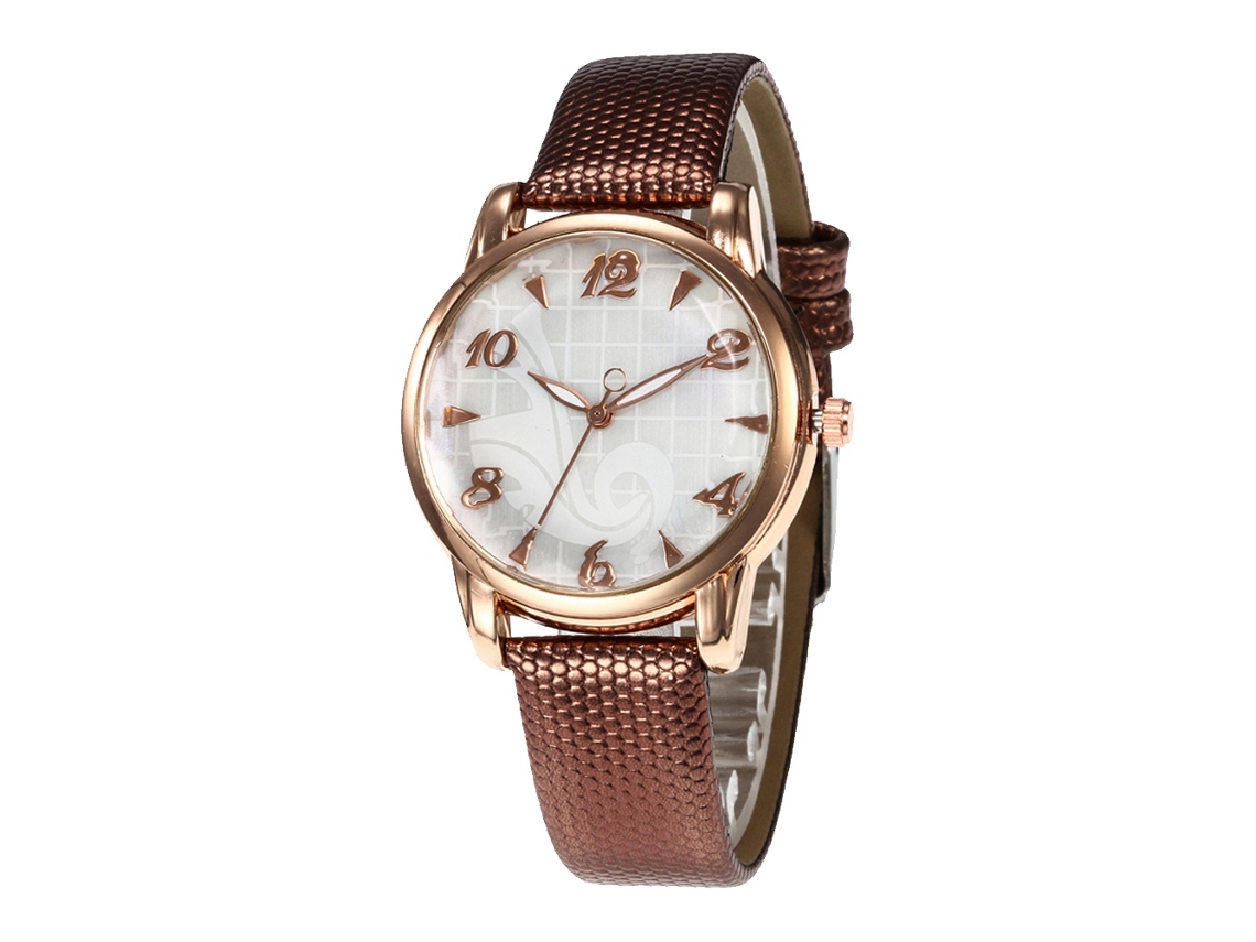 Relógio de Pulso Feminino de Couro, Estilo Business e Casual, Movimento de Quartzo Café