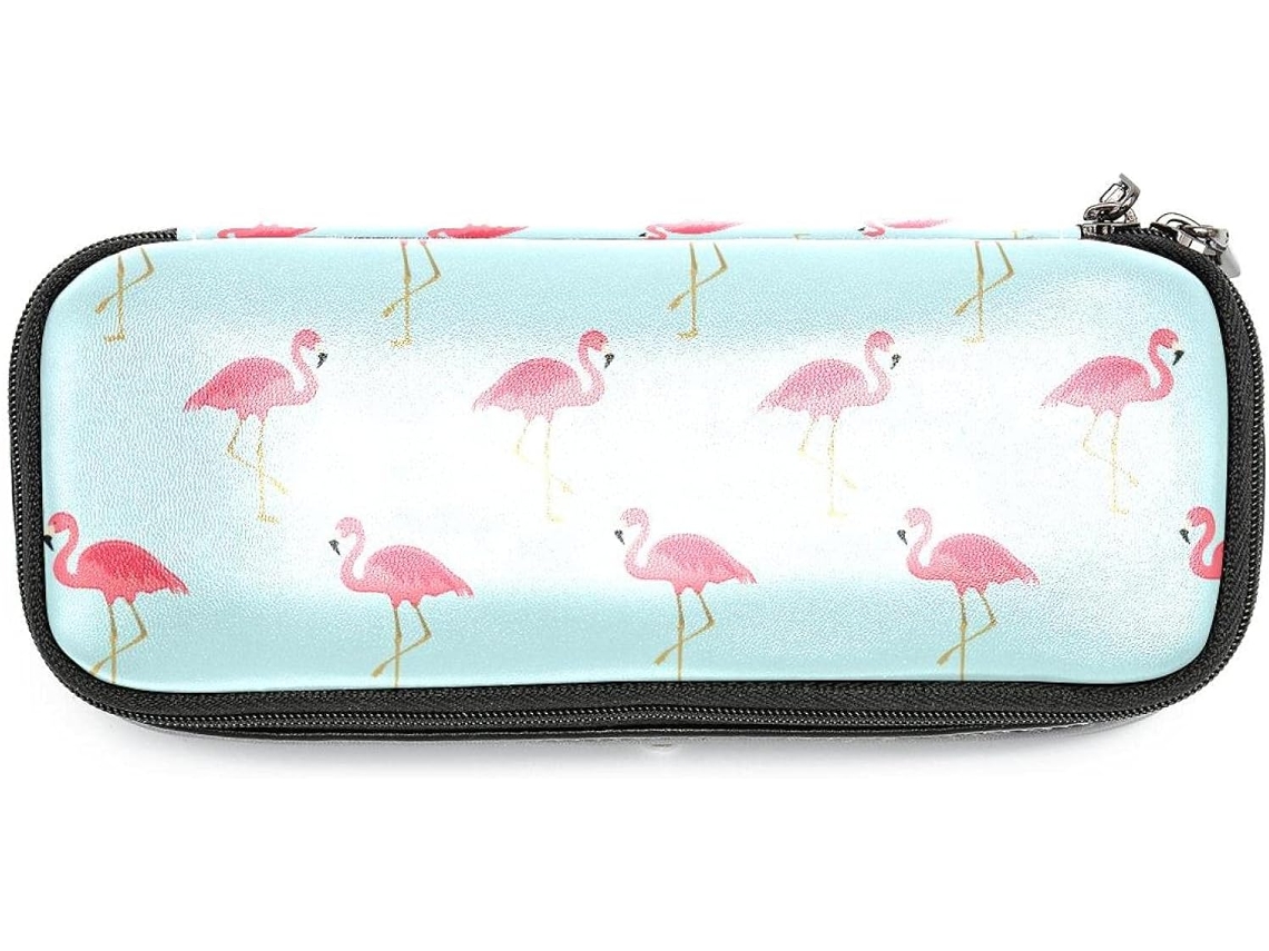 Estojo Grande Com Estampa De Flamingo Rosa, Organizador De Maquiagem, Ideal Escola, Escritório, Adultos, Meninas E