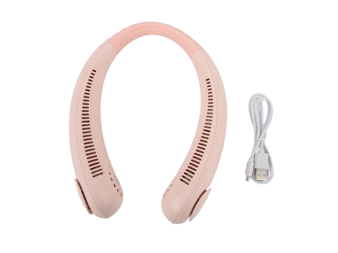 Ventilador Portátil Sem Lâminas de Pescoço Rosa para Verão Quente