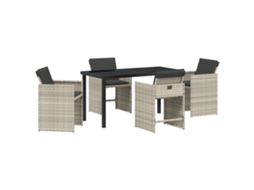 Conjunto 5 Conjunto De Jantar Para Jardim Vidaxl Cinzento-claro Vime Pe (140 X 70 X 73 Cm)