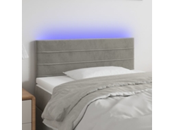 Cabeceira De Cama | Painel De Cama C/ Luzes Led Veludo 80x5x78/88 Cm Cinza-claro
