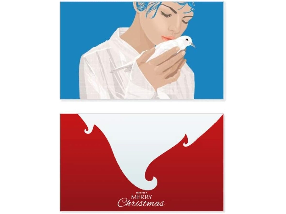 Cartão de Natal Menina da Paz Azul com Motivo Anti guerra 9 X 5,4 Cm