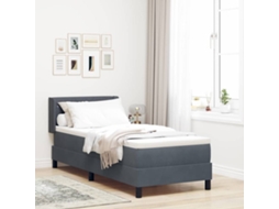 Vidaxl Cama Box com Cabeceira Manual Cinza Escuro 200 X 80 Cm Veludo