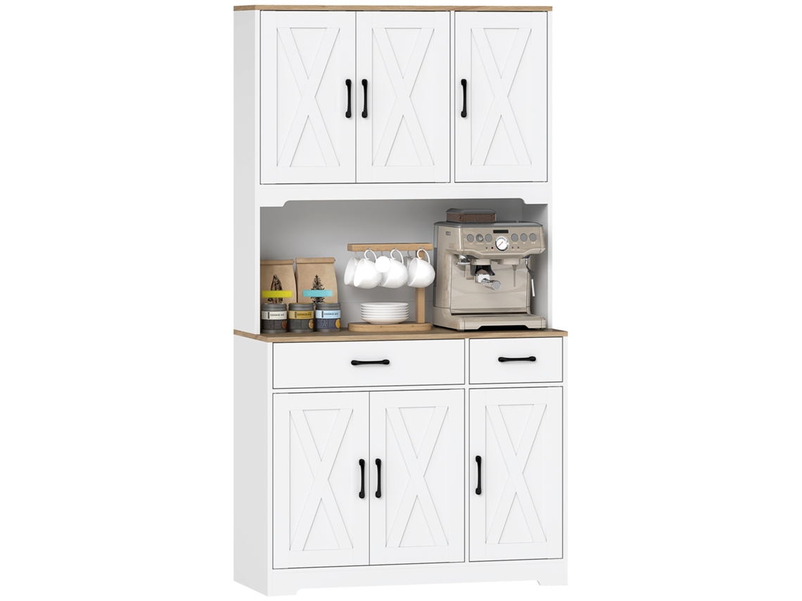 Armário Cozinha Alto Bancada Microondas 2 Gavetas 94x39x175cm