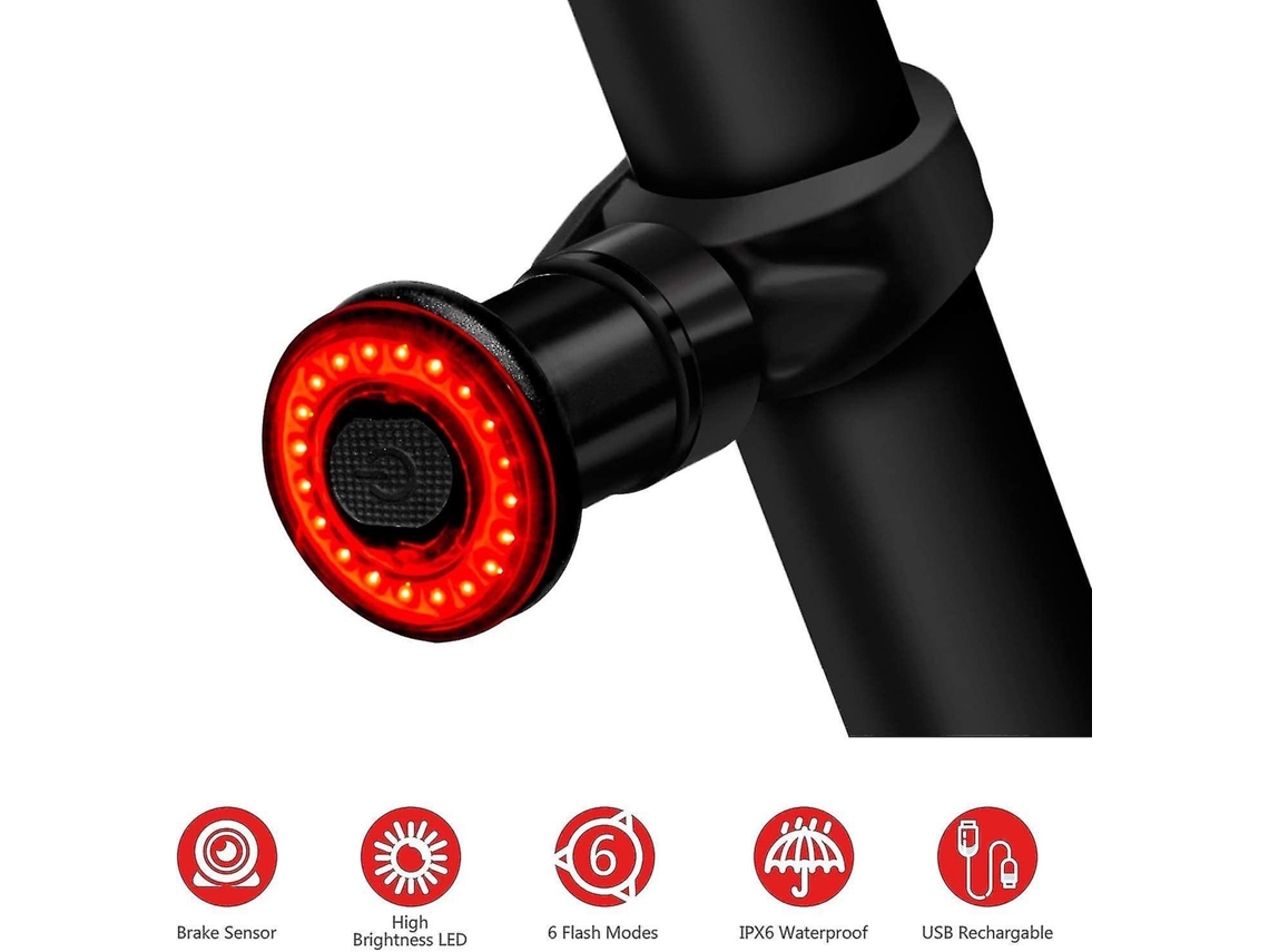 Lanterna Traseira De Bicicleta, Led Com Carregamento Usb, Freio Inteligente Com 6 Modos. Aquaforge