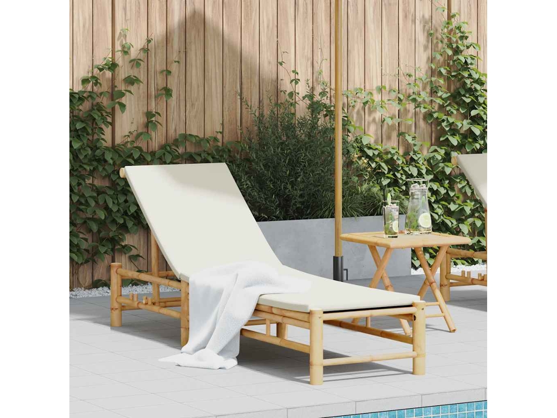 Vidaxl Espreguiçadeira C/ Almofadões 55x199x30 Cm Bambu