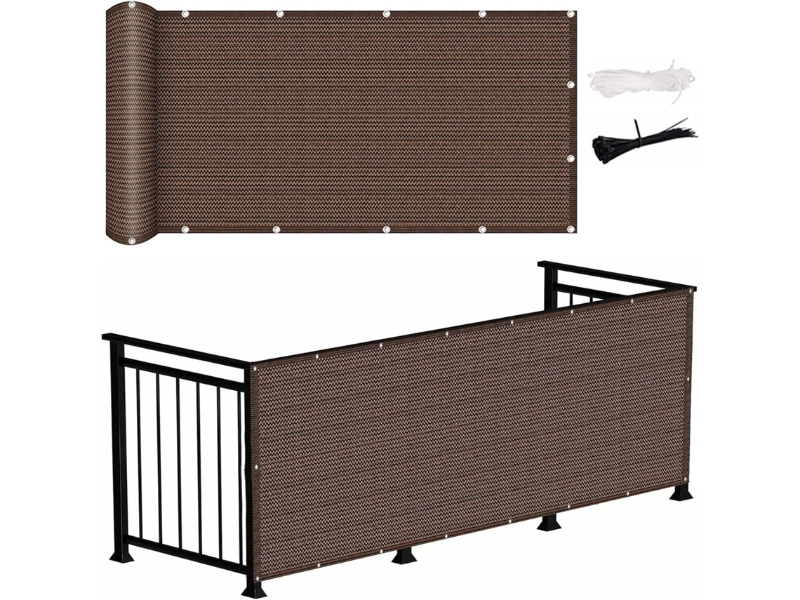 Tela De Privacidade, Guojun, 75 X 700 Cm, Hdpe, 220 G/m², Resistente Ao Vento, Respirável, Marrom