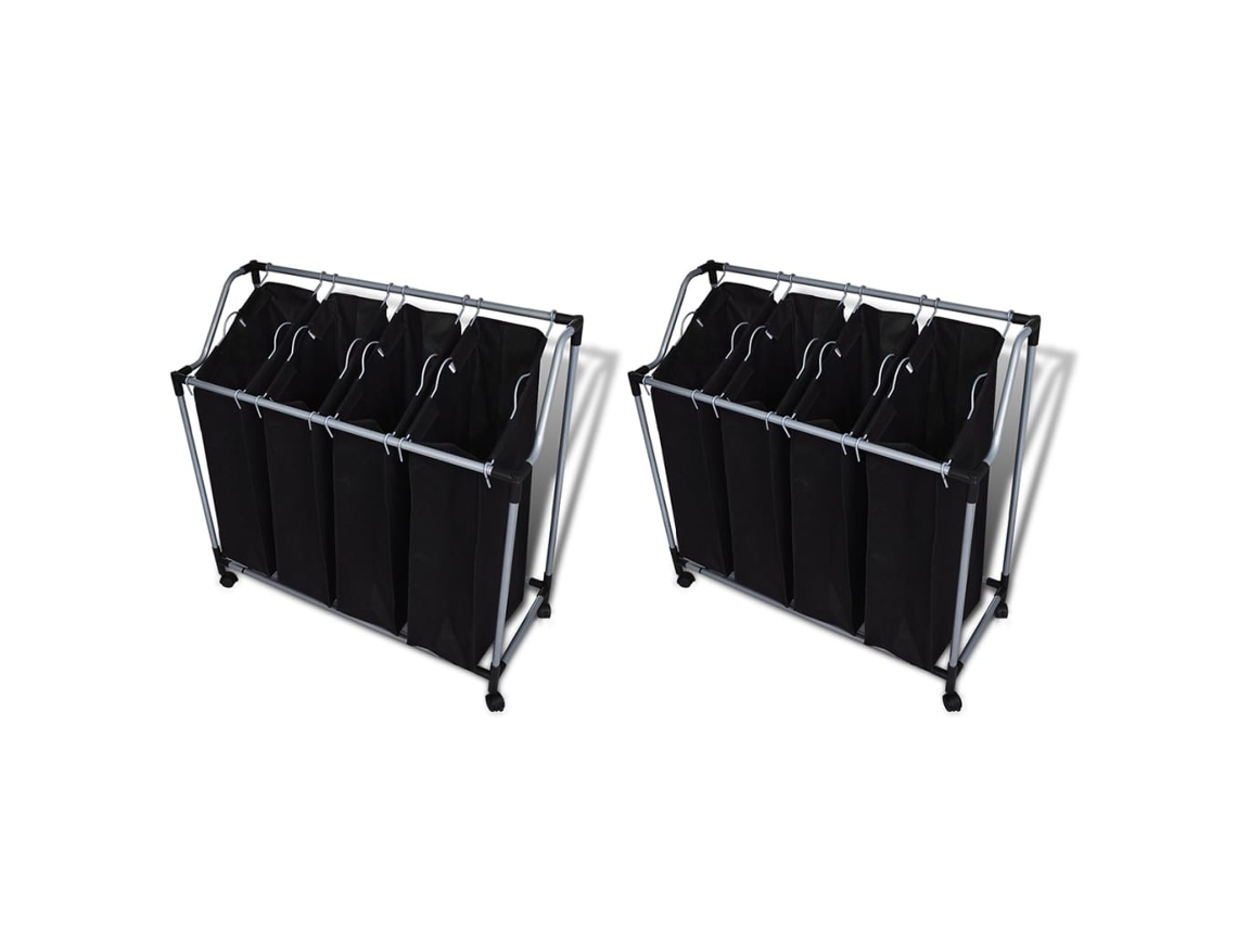 Vidaxl Separadores De Roupa Suja Com Sacos 2 Pcs Preto E Cinzento