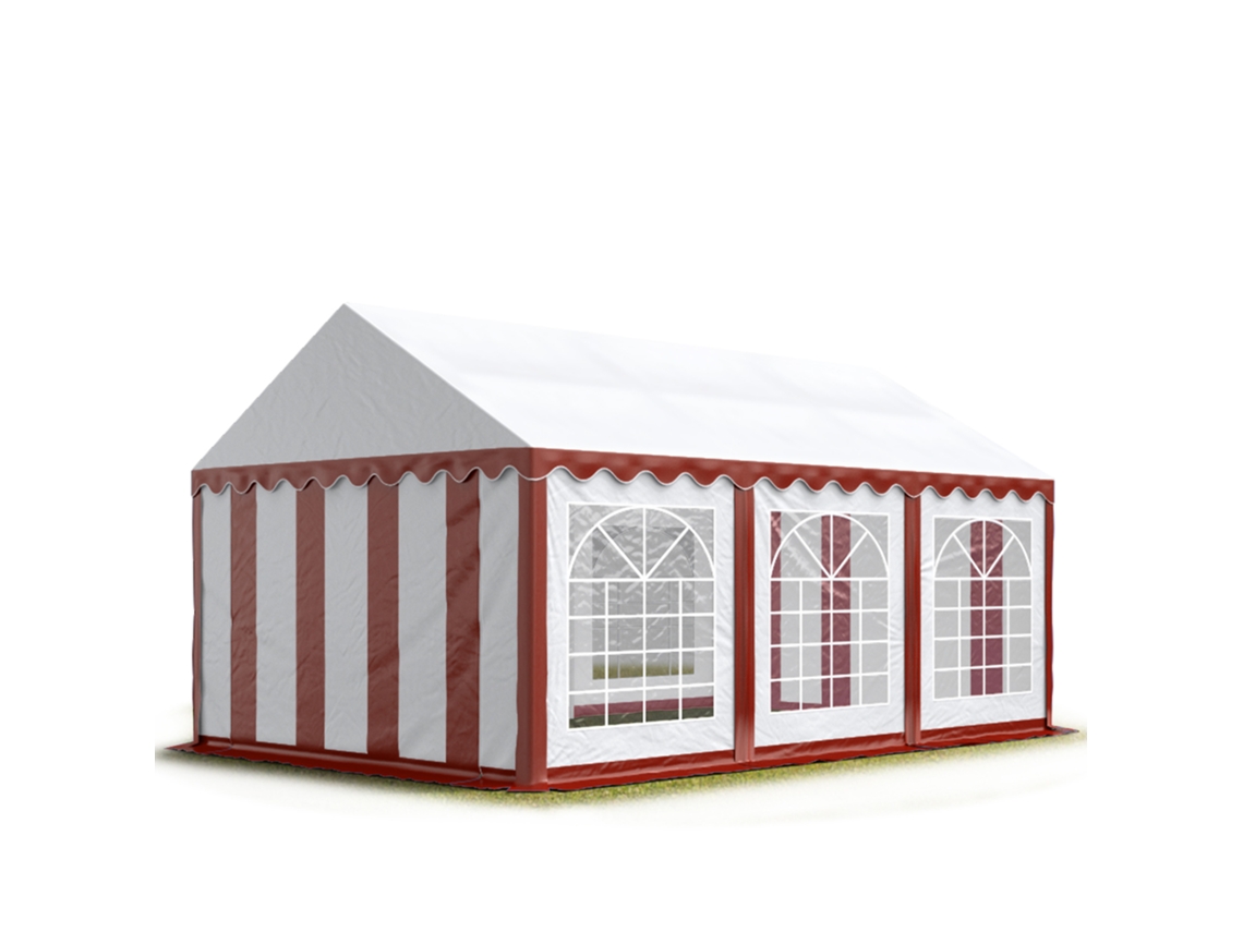 Tenda para Festa 3x6 M, PVC 700, Vermelho e Branco, Porta-Ferramentas