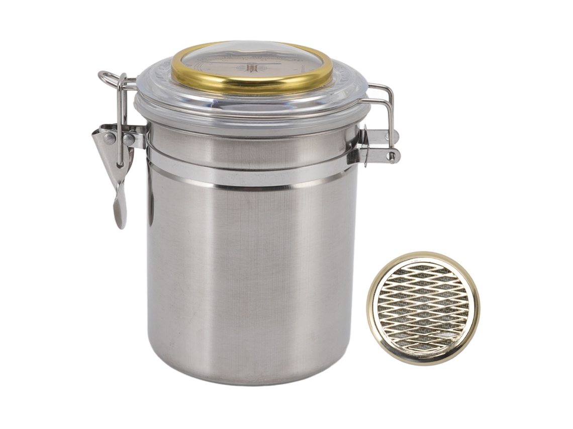 Jarro de Armazenamento Selado para Charutos com Higrômetro Aço Inoxidável Silicone 96x147mm | S/MARCA