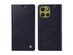 Capa Tipo Carteira Para Motorola Moto G86 5g Yikatu Yk-006 Com Fecho Magnético Em Couro, Textura De Lichia, Azul Marinho