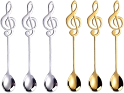6 Colheres de Nota Musical, Colheres para Chá Ou Café, Inoxidável, Design Único, para Casa, Cafeterias e Festa