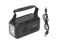 2026 radio Meteorológico de Emergência 12000mah Banco de Energia Lanterna Led Rádio Am Fm Solar Portátil com Manivela para Camping Preto