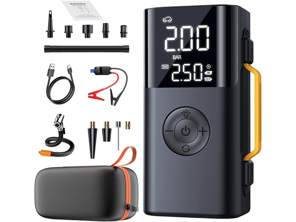 Auxiliar De Partida Portátil Com Compressor De Ar De 10000mah.