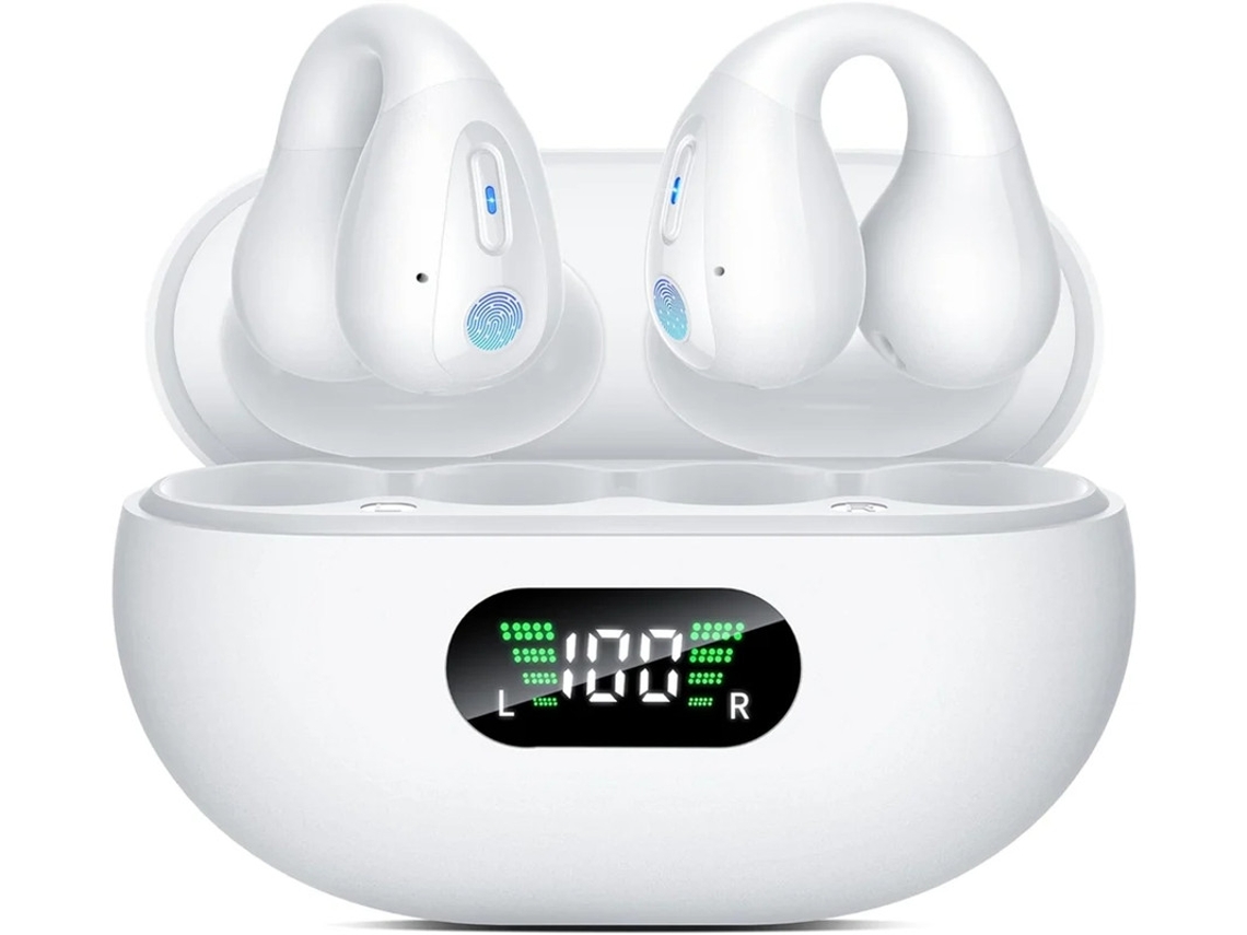 Auscultadores Condução Óssea Orelha Aberta Clipe Conforto Sem Yizhood Bluetooth Branco