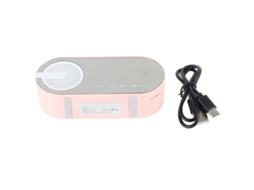 Reloj Espejo Altavoz Bluetooth 5.0 Bajo Potente Radio Fm Luz Colorida Rosa Recargable