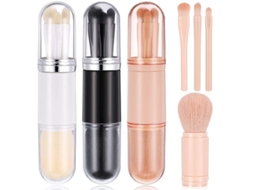 Conjunto De 3 Pinceis De Maquiagem Pequenos 4 Em 1 Portatil Viagem Mini Pinceis De Labios Base Sombra De Olhos