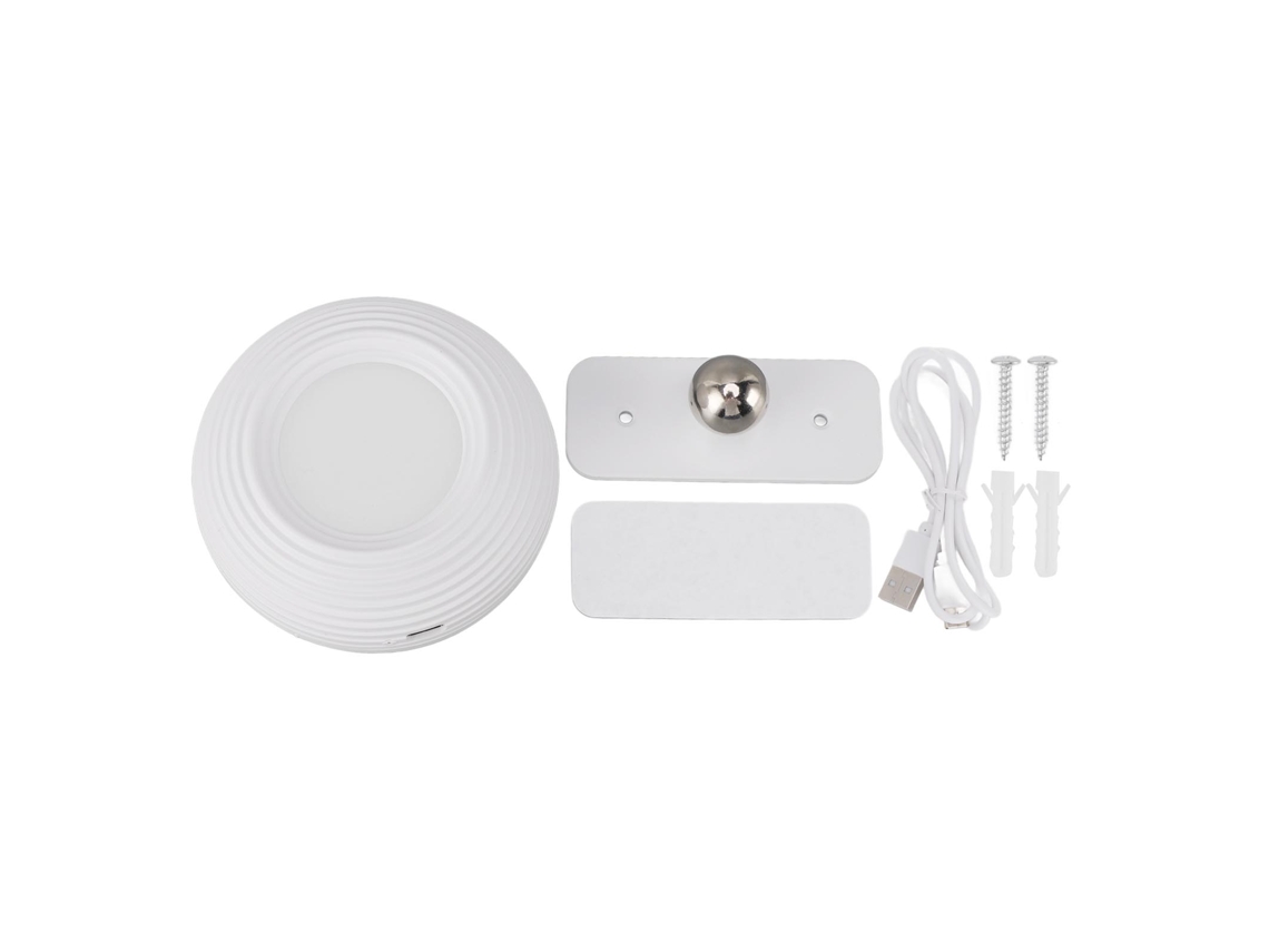 Aplique de Parede Led Recarregável Magnético Sem Fio 360° Giratório, Controle Tocado, 3 Cores, Branco
