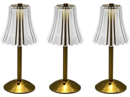 Conjunto de 3 luminárias de mesa decorativas de cristal com LED, bateria recarregável de 800 mAh, luz noturna aconchegante, 3 níveis de intensidade.