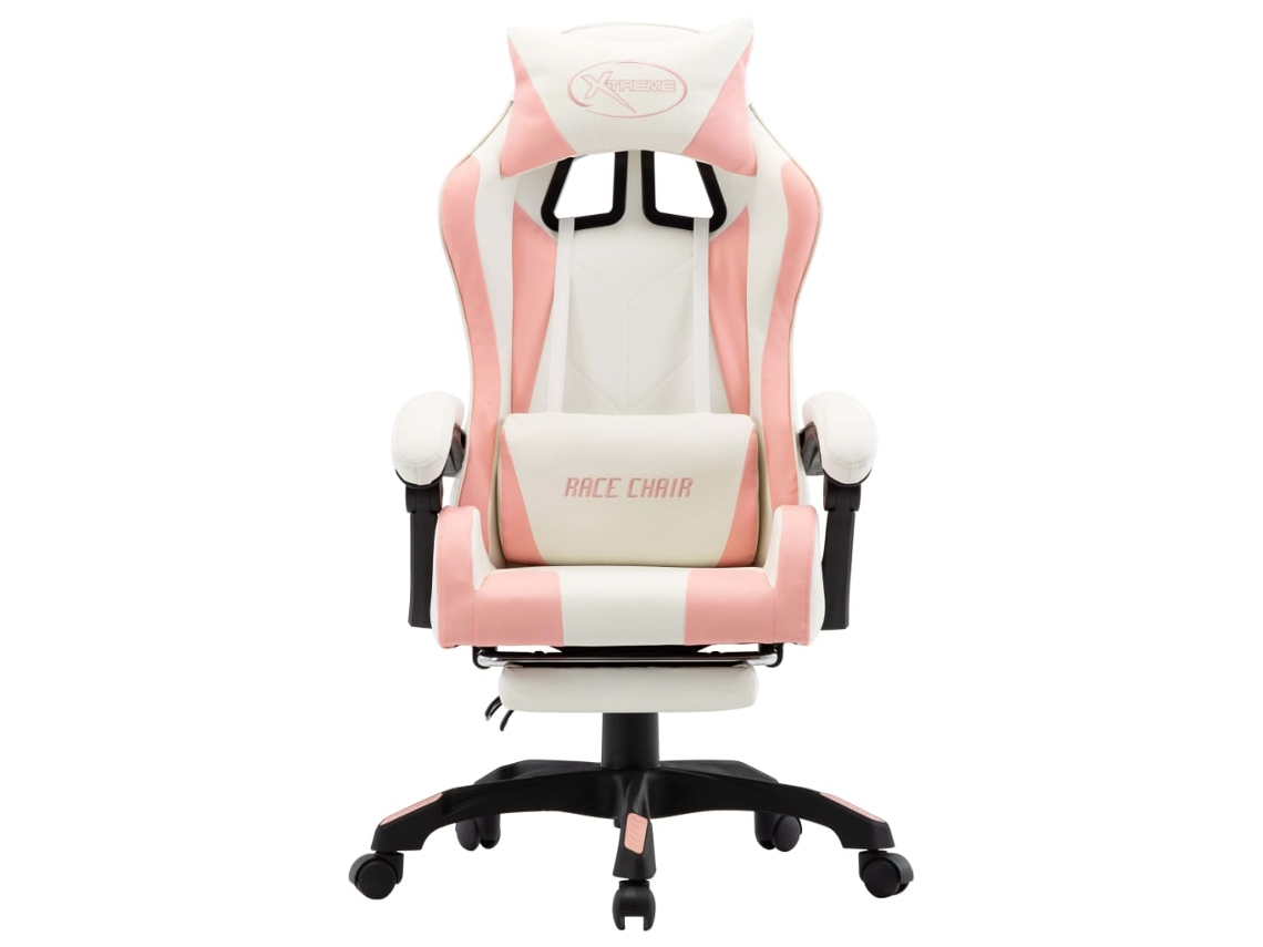 Cadeira Estilo Corrida com Apoio Pés Couro Artif. Rosa/branco MAISON EXCLUSIVE