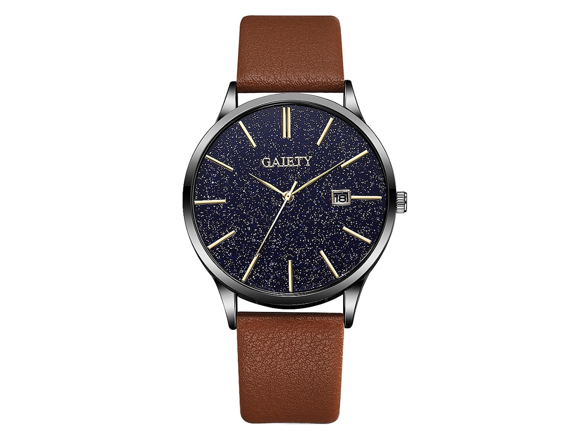 Reloj De Cuarzo Con Correa De Cuero Pu Para Hombre, Estilo Simple Y Moda De Cielo Estrellado (4)