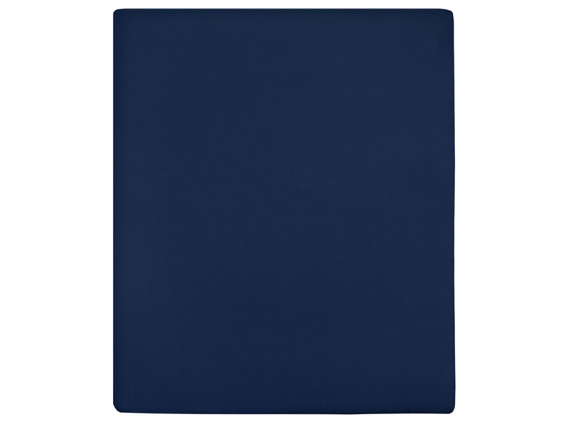 Vidaxl Lençóis Ajustáveis 2 Pcs 160x200 Cm Algodão Jersey Azul Marinho