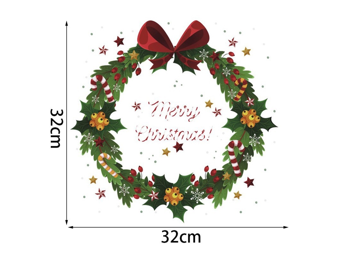 Adesivo De Janela De Natal Com 2 Unidades, Guirlanda, Papai Noel, Adesivo De Parede, Feliz Natal, Quarto Aquaforge