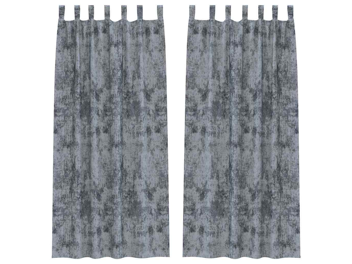 Conjunto 2 Cortinas De Veludo Vidaxl Cinzento Veludo (225 X 140 Cm)