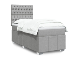 Vidaxl Cama Com Molas/colchão 80x200 Cm Tecido Cinza-claro