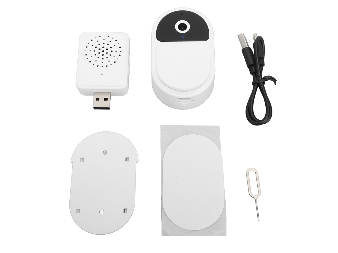 Timbre De Porta Com Câmera Wifi Sem Fio 1080p Visão Noturna Ângulo Amplio App Receptor Para Segurança Residencial