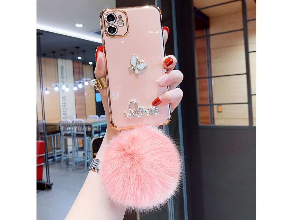 Capa de Telefone EOOCOO (eletroplacagem Simples, Nova Bola de Pelo de Inverno)