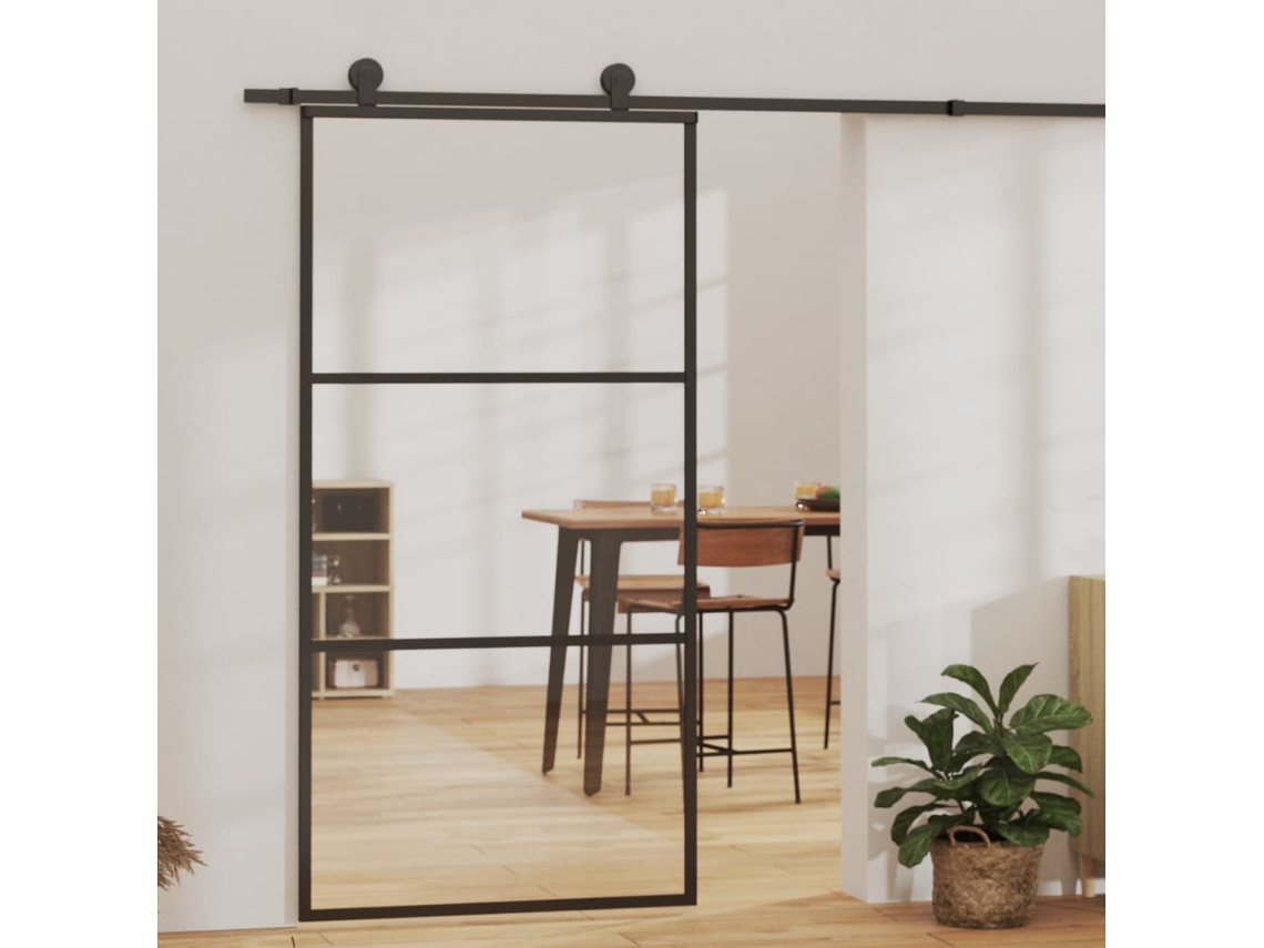 Vidaxl Porta Deslizante C/ Conj Ferragens 102x205cm Vidro Esg/alumínio