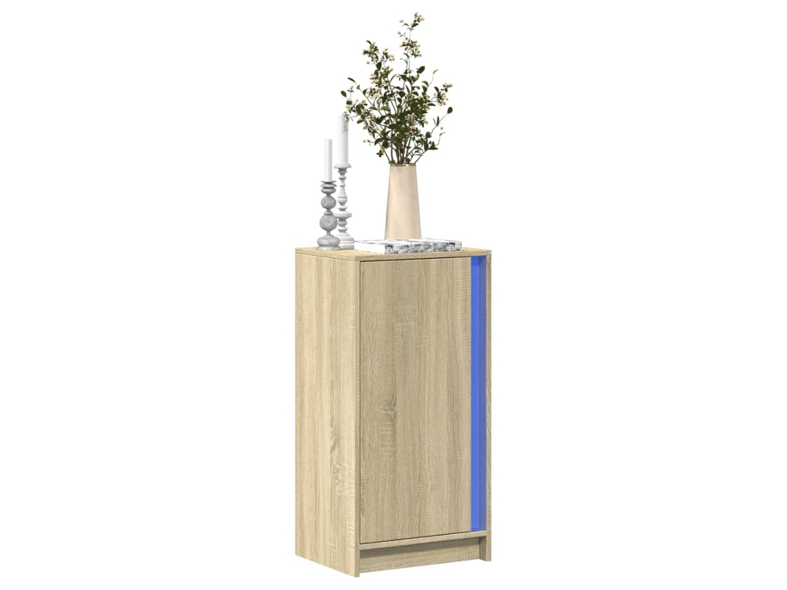Aparador con luces LED derivado de madera de roble Sonoma
