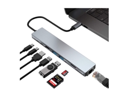 Adaptador Hub Usb c 8 em 1 para Mac: Adaptador com Hdmi 4k, Ethernet, 2 Portas Usb 3.0 e Leitor de Cartão Sd/tf AQUAFORGE
