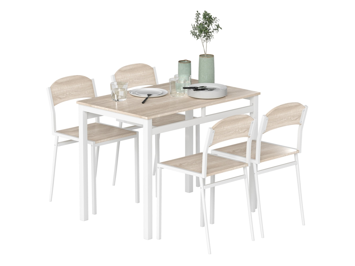 Conjunto de Jantar 5 Peças com Mesa e Cadeiras em Metal e MDF BTFORUS
