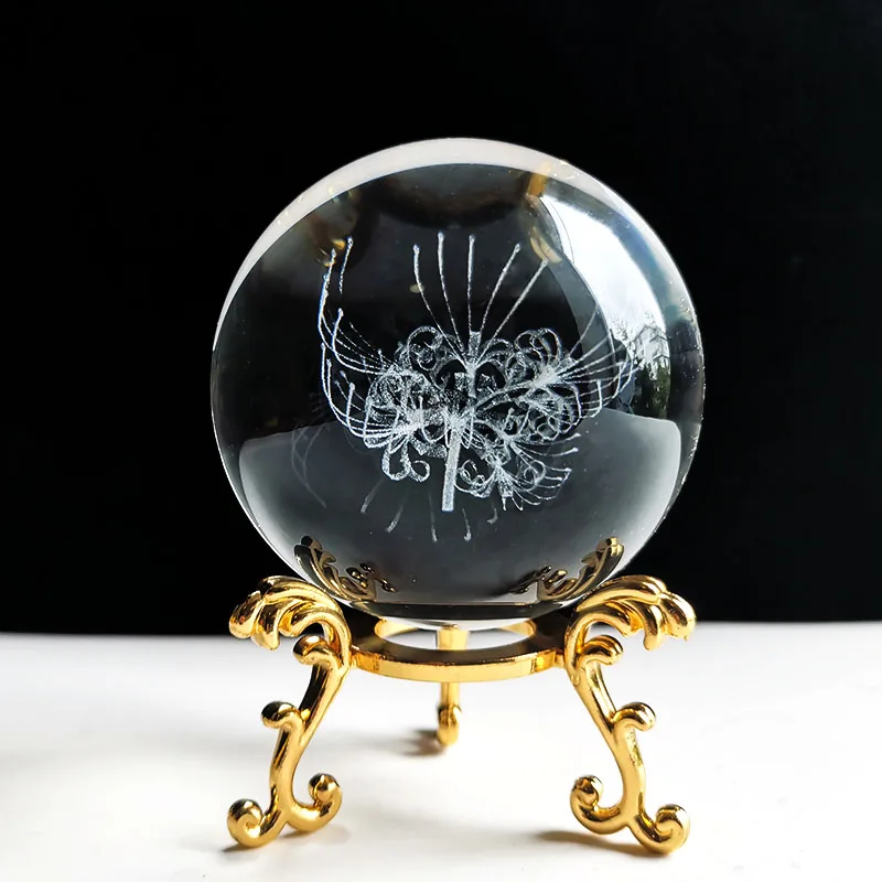 Bola de Cristal 60mm Esfera de Vidro Esculpida em 3d Peso de Papel com Base MDUG (estilo 5 60mm)