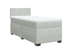 Cama com Molas/colchão 90x190 Cm Veludo Cinza claro MAISON EXCLUSIVE