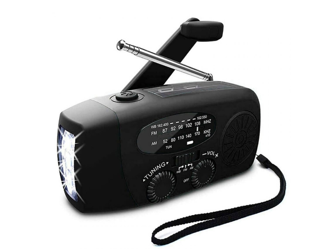 Lurelia Rádio De Emergência Com Fm/am, Noaa/wb, Usb, Com Auscultadores, Carregamento Solar, Preto